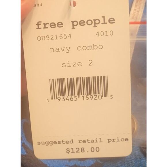 NWT Free People “A Thing Called Love” Mini Dress Blue Sz 2 Festival Boho Chic - Picture 5 of 11